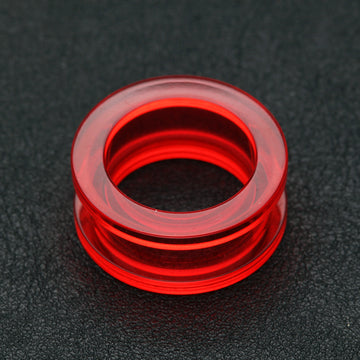 Detail View 1 of A Pair of Basic UV Acrylic Screw-Fit Ear Gauge Tunnel Plug-Red